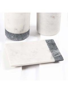 Buy Marbled Soap Dish, White & Grey - 15.25x7.6 cm in UAE