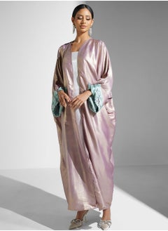 Buy Shimmer Open Front Abaya With Sheila in Saudi Arabia