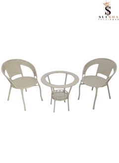Buy Modern Rattan Garden Chair Set High Quality Outdoor 1+2 Set in UAE