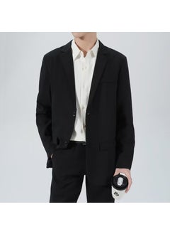 اشتري 1 x 5 pcs Casual Mens Blazer Solid Loose Trendy 2023 Spring Summer Black في السعودية