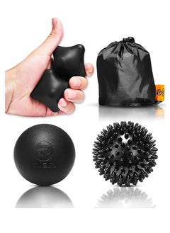 اشتري Acupuncture Ball Massage Set - Ball Triggers Point Relase & Deep Tissue Massage for Muscles - Set of 4 Massage Balls - Spiky, Lacrosse ball and 2 Hand Massage Balls with a Carry Bag في الامارات