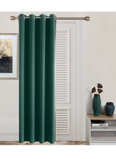 Buy 1-Piece Thermal Insulated Blackout Curtain for Bedroom or Doorway Hunter Green 132x213cm in UAE