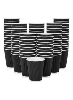 اشتري 50-Piece Triple Wall Ripple Hot Paper Disposable Coffee Cups 12 Ounce في الامارات