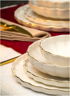 Buy Habbe Gold-Gilded 16-Piece 4-Serving Porcelain Dinnerware Set in Saudi Arabia