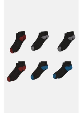 اشتري Men 6 Pairs Quarter Crew Socks, Black Combo في الامارات