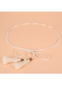 اشتري Wenyi Fan Cotton Rope Woven Waist Chain with Skirt Womens Long Knot Belt Tassel Decoration Narrow Waist Rope Wholesalerice white cotton rope rice white cotton rope في الامارات