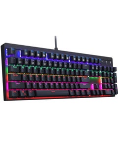 اشتري KM-G6 Gaming Keyboard Mechanical Full Size Wired USB – Rainbow 6 Color LED Backlit – Blue Switches 104 keys – Full N-Key Rollover Durable & Water-Resistant For PC | Black في مصر