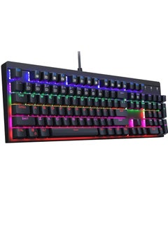 اشتري KM-G6 Gaming Keyboard Mechanical Full Size Wired USB – Rainbow 6 Color LED Backlit – Blue Switches 104 keys – Full N-Key Rollover Durable & Water-Resistant For PC | Black في مصر