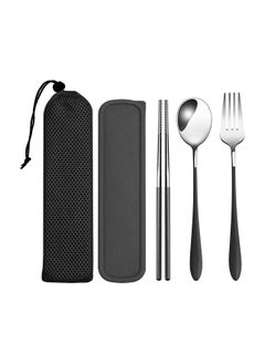 Buy Travel Cutlery Set,  Stainless Steel Cutlery Set Portable Camp Reusable Flatware Silverware, Include Fork Spoon Chopsticks with Case , for Hiking Traveling Camping or School Lunch in Saudi Arabia