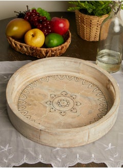 Buy Wooden Round Painted Tray in UAE