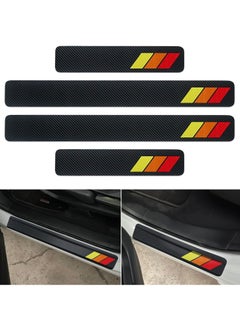 Buy Tricolor Door Sill Protectors Stickers for Toyota Tacoma TRD 4Runner Tundra Rav4 Highlander Accessories, Carbon Fiber Front/Rear Door Sill Plate Protector, Car Door Entry Guards Stickers (8PCS) in Saudi Arabia