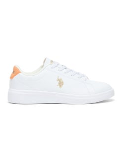 Buy Women's White Low-Top Sneakers with Tan Accent - Lightweight Sleek Style with Lace-Up Design and Comfort Cushioned Sole for Everyday Wear in UAE