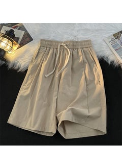 Buy Summer Retro Solid Color Unisex Cargo Shorts D2314 khaki in Saudi Arabia