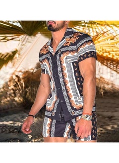 Buy Men's Shirt Casual Loose Shorts Beach Suit in Saudi Arabia