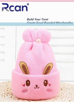 Buy Kids Cute Cartoon Baby Fetal Cap Soft Warm Knitting Baby Hat Cotton 0-6 Months Pink in Saudi Arabia