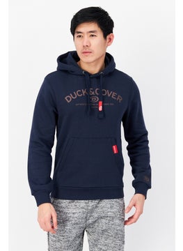 Buy Men Long Sleeve Brand Logo Hoodie, Navy in UAE