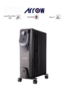 Buy Electric Heater - Oil - 2500 Watt - 13 Blades - 3 Levels - Temperature Control Drop Protection - Black - RO-130HSB in Saudi Arabia