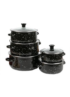 Buy 10-Piece Cookware Sets With Glass Lids, Enamel Pots Sets for Soup 16/18/20/22/24cm in Saudi Arabia