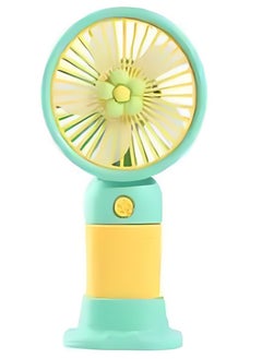 اشتري Portable Mini Fan USB Rechargeable Cute 1.5W Small Electric Fan For School ( Blue Yellow ) في مصر