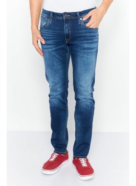 اشتري Men Slim Fit Wash Stretchable Denim Jeans, Blue في السعودية