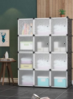 Buy 12-Cube Closet Storage Shelves DIY Plastic Closet Cabinet Modular Bookcase Storage Shelving with Doors for Bedroom Living Room Office in Saudi Arabia