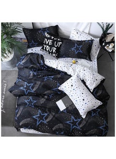 Buy 4-Piece Lavish Super Soft Light Weight Washable Stars Printed Single Size Bedding Set in Saudi Arabia