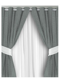 Buy Curtains House Plaza Semi Leather Soft Velour Fabric Steel Grommets For Living Rooms 1 Piece-140 x 280 cm in Egypt