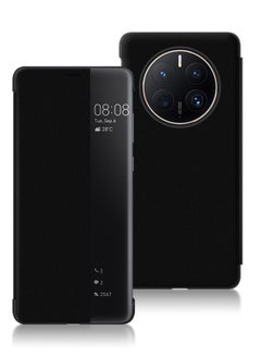 Buy Smart View Flip Case Cover For Huawei Mate 50 Pro Black in Saudi Arabia