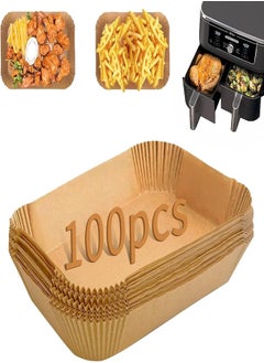 اشتري Rectangle Air Fryer Liners, 100PCS Disposable Air Fryer Liners, Non-Stick and Greaseproof Baking Paper, Food Grade Parchment Paper Liners, Heat Resistant Air Fryer Liner for Air Fryer Microwave Oven في مصر