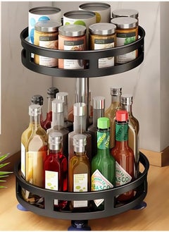 Buy 2-Tier Multipurpose Rotating Storage Rack - Space Saving, Non-Slip Countertop Storage for Tableware, Cosmetics, Spice Organizer Kitchen Storage in Saudi Arabia