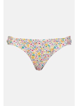 Buy Women Floral Print Pull On Bikini Bottom, White Combo in UAE