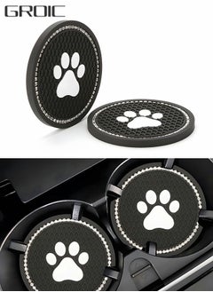 اشتري 2 Pcs 7cm Bling Car Coasters,Car Interior Accessories,Universal Cup Holder Insert Coaster Anti Slip Crystal Vehicle Interior Accessories,PVC Anti-Slip Mat Fit for Car SUV Truck في السعودية