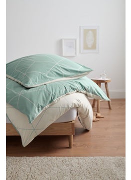 اشتري Single Geometric Print Duvet Set, White/Light Blue في الامارات