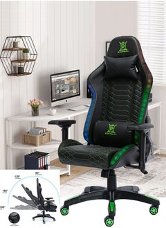 اشتري Office Game Chair Pu Leather Computer Chair Comfortable Rotation Task Family Desk And Chair High -Back Straps Can Be Adjusted Black في السعودية