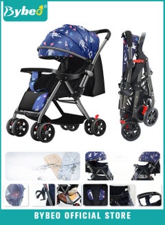 Buy Standard Baby Strollers, Shock Absorption Travel Cabin, One-Hand Folding Babies Stroller for Newborn, Infant, Kids with Dinner Plate, Sunshade and  High Landscape Light, Enlarged and Widened in UAE