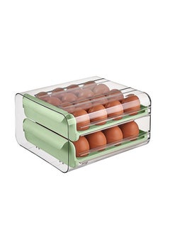 Buy 2 Layers Egg Holder Box for Refrigerator Drawer Organizer with Handle Stackable Storage Container Bin in UAE