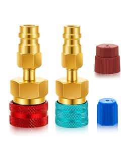 Buy Car Quick Coupler R1234YF to R134A Conversion Kit Air Conditioning System Hose Fitting AC Refrigerant Charging Quick Adjustable Adapter Connector Conversion Kit Blue Red in UAE