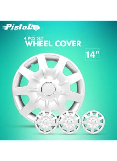 Buy 14 Inch Wheel Hubcaps Set of 4 Pcs Automotive Hub Wheel Cap with Universal Snap-On Rings Wheel Cover - Pistol in Saudi Arabia