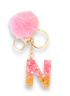 Buy Ring and Letter Keychain For Letter N,   Keychain Pendant for Purse Handbags Women Girls Letter  And Nice As a Gift in UAE