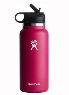 Buy 32 oz Wide Mouth with Straw Lid Stainless Steel Reusable Water Bottle Clementine - Vacuum Insulated, Dishwasher Safe, BPA-Free, Non-Toxic in UAE