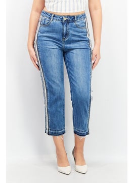 Buy Women Straight Fit High Rise Cropped Jeans, Blue in Saudi Arabia