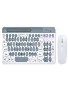 Buy Round Key Cap Retro Wireless Bluetooth Keyboard And Mouse Set White in Saudi Arabia