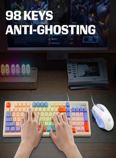 Buy Gaming Keyboard and Mouse Combo, 98 Keys Light Up Computer Keyboard, Wired Keyboard Mouse in UAE