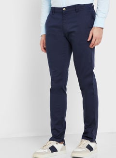 Buy Men Mid-Rise Classic Slim Fit Trousers in UAE
