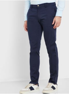 Buy Men Mid-Rise Classic Slim Fit Trousers in UAE