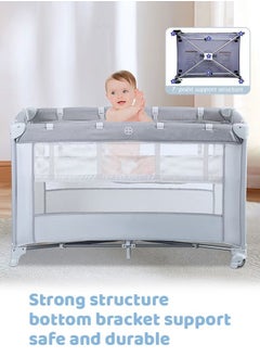 Buy Multifunctional Portable Crib Foldable Double-Layer Mobile Children's Play Bed in Saudi Arabia