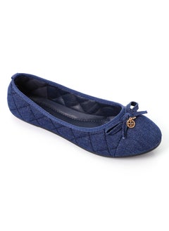 اشتري Quilted Everyday Slip On Flat Light Blue Flats في مصر