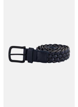 اشتري Men Textured Leather Buckle Belt, Black في الامارات