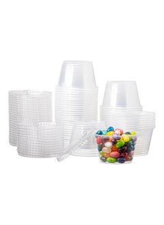 Buy clear jelly cups with plastic lid for seasoning and sauce, capacity 4 Oz 100 pcs in Saudi Arabia