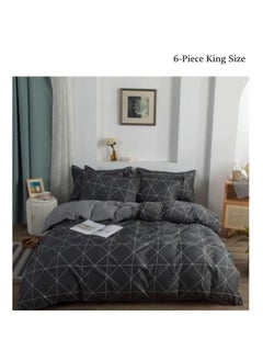 Buy 6-Piece King Size Premium Soft Washable Bedding Set Cotton 220x240CM in Saudi Arabia